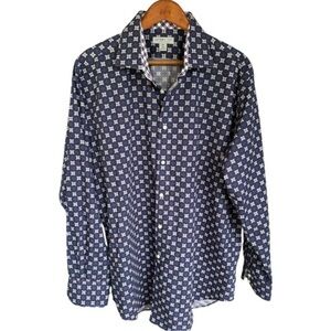 NEW Jack Stone Navy Blue & Purple Long Sleeve Casual Button Down Shirt Size XXL